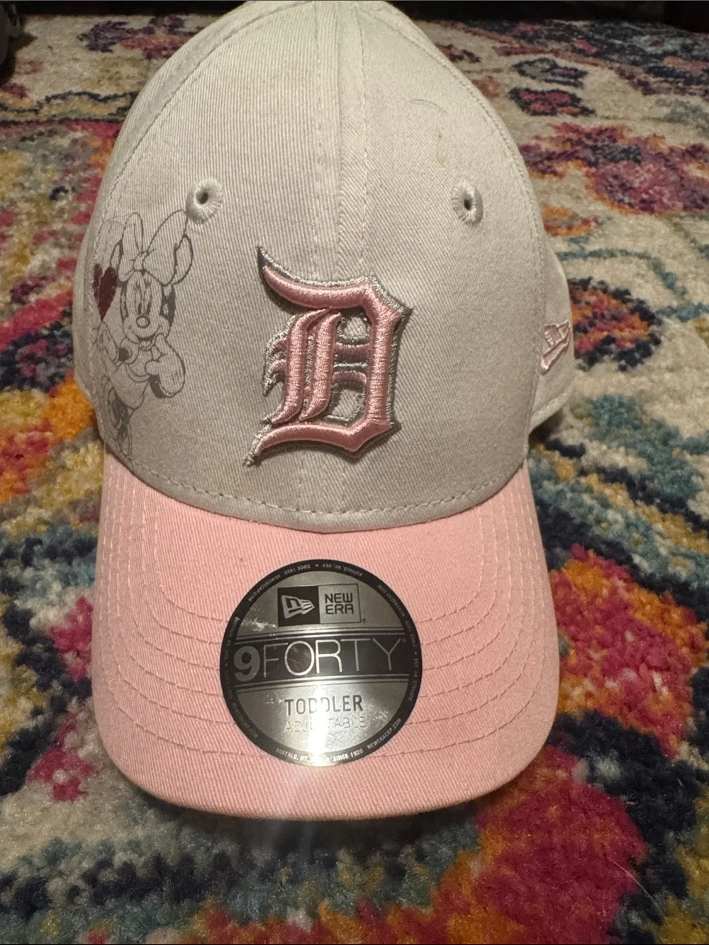 New Era Toddler Pink & Cream Detroit D Cap with Minnie Accent